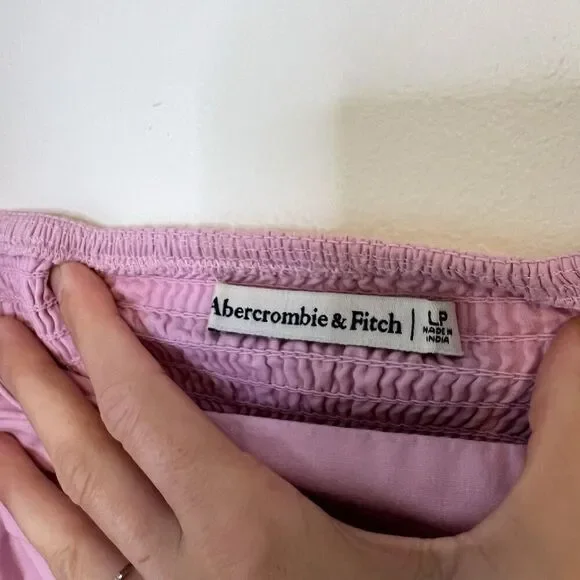 Abercrombie & Fitch Emerson Poplin Puff Sleeve Mini Dress in Pink Size L Petites - Picture 8 of 9